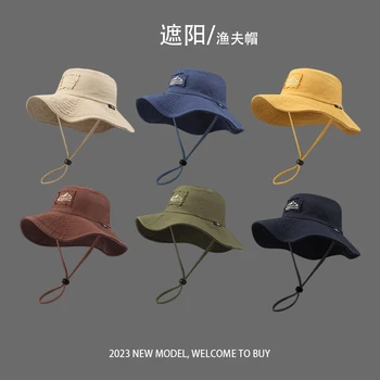 רטרו Workwear רקומה גדולה אפס מקום דייג כובע נשים קיץ חיצונית הגנה מפני השמש השמש כובע אופנה לגברים